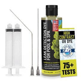 Pool Leak Detection Dye Kit - with 2 Precision Applicators - Made in USA - Superior Long Lasting UV Pool Dye Easily Locates Leaks - for All Pool, Spa, & Hot Tub Types - 8 OZ Fluorescent Yellow