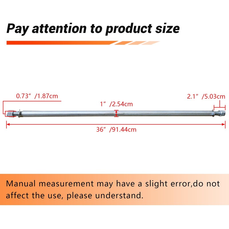 Axle 1" Diameter 36" Steel Axle Rod With 1" to