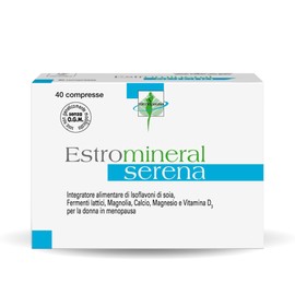 Estromineral Serena, 40 Compresse, Integratore Menopausa con Isoflavoni di Soia, Fermenti Lattici, Magnolia, Calcio, Magnesio e Vitamina D3, Senza Glutine e Senza Lattosio