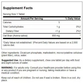 Swanson Oat Bran 850 mg 250 Chewable Tablets