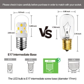 SSQY LED Microwave Light Bulbs,Under Hood Whirlpool Microwave Bulb,Dimmable 3W 40W Equivalent 400LM,120V, E17 Intermediate Base Appliance Light Bulb Over Stove, Daylight White 6000k 2 Pack