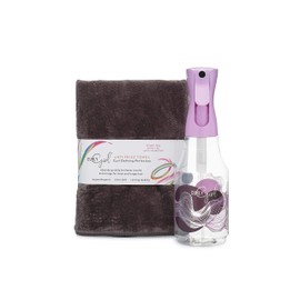 Curly Girl Towel and Curly Girl Fine Mist Extended Spray Water Bottle (24 oz. Bottle, Gray Towel)