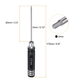 sourcing map 2pcs RC Hex Screwdriver 2mm Hexagon Screwdrivers Wrench RC Hex Driver Repair Tool for RC Models Car Helicopter Boat
