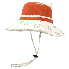 JUPSK Kid's Bucket Hat, Children Sun Hat Beach Hat Foldable Hat Adjustable Sun Protection Hat Outdoor Play Hat School Hat Portable Wide Brim Hat with Dinosaur Patterns White