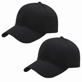 ATSNOSH Pack of 2 Baseball Cap for Men and Women, Baseball Cap, Sun Hat, Peaked Cap, Adjustable, Cotton, Running, Leisure Baseball Cap, black, Unit size