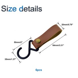 INCREWAY Leather Hooks, 6 Pack Outdoor Camping Leather Hooks Decorative Hooks in 6 Colors for Bedroom Kitchen Office Hanging Tableware Towels Clothes Bags Keys
