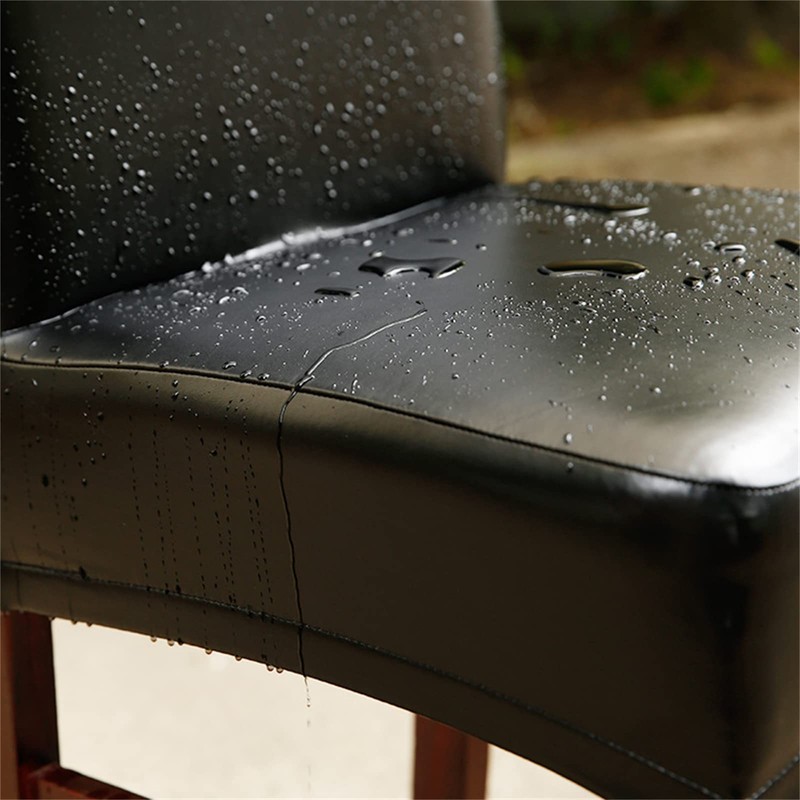 Qubjus Dining Table Chair Covers, Solid PU Leather Waterproof Oilproof