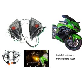 TOPZONE Fit KAWASAKI 2007-2016 Ninja ZX-6R; 2006-2007 Ninja ZX-10R; Front Indicator Turn Signal Blinker Lamp Light + Built-in BULBS (Smoke)