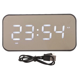 Wireless Bluetooth Speaker Stereo Sound Noise Cancelling Temperature Display Voice Broadcast FM Radio Mirror Alarm Clock Black