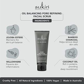 Sukin Oil Balancing Plus Charcoal Pore Refining Facial Scrub 125ml