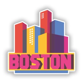 2 x 10cm/100mm Boston Skyline Vinyl Stickers Travel Luggage #10314