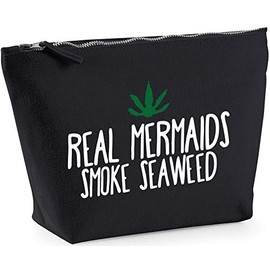 Hippowarehouse Real mermaids smoke seaweed printed make up cosmetic wash bag 18x19x9cm
