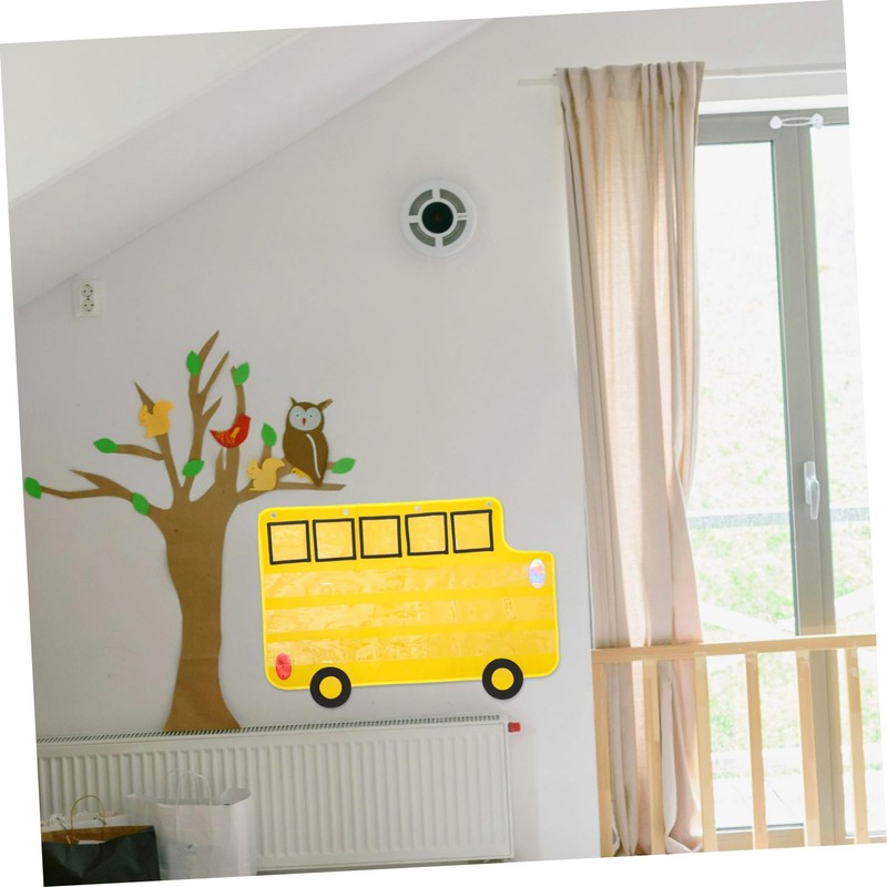 Operitacx Large Bus Shaped Alphabet Pocket Chart for Classroom Organization