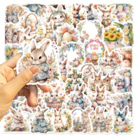 50 Pcs Easter Stickers Cute Easter Egg Bunny for Water Bottles, Laptops, Phones, Luggage Easter Themed Decal