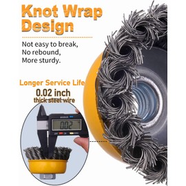 3 Inch Coarse Twisted Knotted Wire Wheel Brush for Angle Grinder, 5/8 Inch-11 Threaded Arbor, WENHUALI 5 Pack 0.020" Carbon Steel Angle Grinder Wire Wheel for Deep Sanding Heavy Rust, Paint.