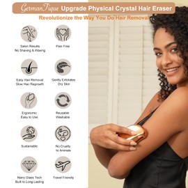 Germantique Crystal Hair Eraser,Natural Crystal Hair Remover,Reusable Painless Nano Glass Hair Removal Device Without Shaver,Gentle Crystal Epilator and Exfoliator for Silky Smooth Skin(Gold)