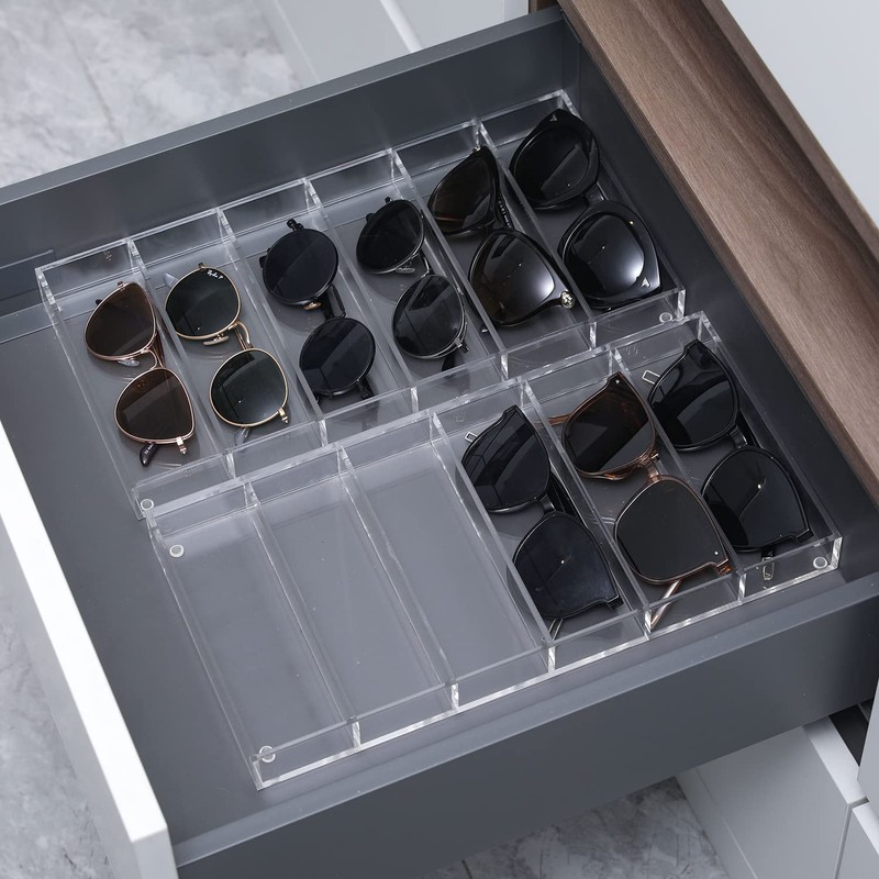 MyGift Acrylic Sunglass Organizer,Glasses Holder,Sunglass Holder,Eyeglass Case Storage,Display Tray Drawer,Eyewear,