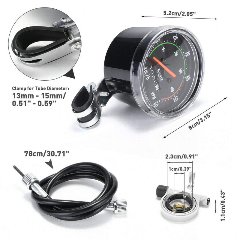 Milageto Waterproof Bike Speedometer Analog Mechanical Computers