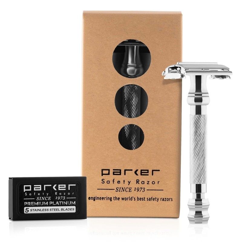 Parker 99R Chrome Long Handle Heavyweight Butterfly Open Double Edge