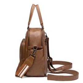 Kiepoar Women Leather Backpack 3 in 1 as Fashion Backpack Shoulder Bag Handbag, Elegant Waterproof Casual Backpack Lightweight Chic Multiple Pockets Suitable for Work School Travel (Brown)