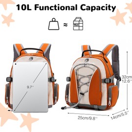 Outplea 10L Mini Hiking Backpack Waterproof, Toddler Backpack Lightweight for Girls Boys, Kids Travel Daypack for Preschool and Kindergarten, Orange