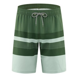 iCKER Men's Shorts, Swimming Trunks, Beach Shorts, Board Shorts, Quick-Drying for Summer, Green Stk435, S