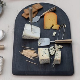 Bloomingville, Natural/Black 3-Piece Stainless Steel and Mango Wood Cheese Servers, Medium