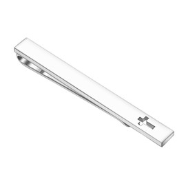 Asienice Men's Tie Clip Silver Classic Cross Tie Clip in the Shape of a Cross, Non-precious metals, No Gemstone
