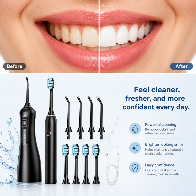 Oral Irrigator & Sonic Toothbrush Set for Daily Care –