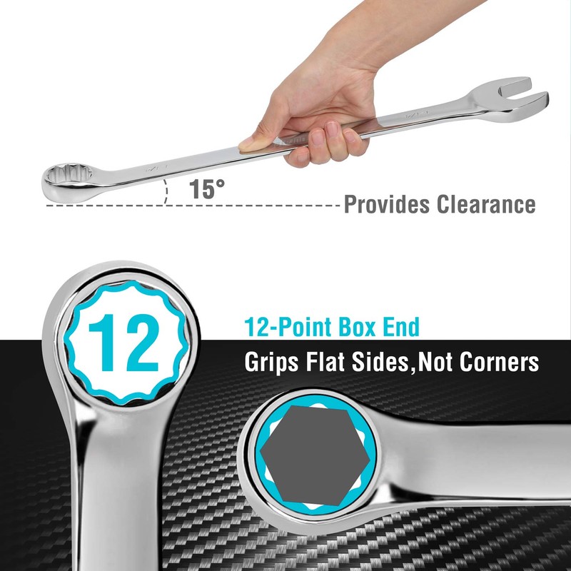 DURATECH Long Pattern Combination Wrench Set, SAE, 5-Piece, 1" to