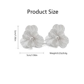 TTPSRY Women's Double Cut Out Flower Pearl Earrings Hypoallergenic Fashionable Beautiful Earrings Suitable for Daily Wear Party Wear, Iron