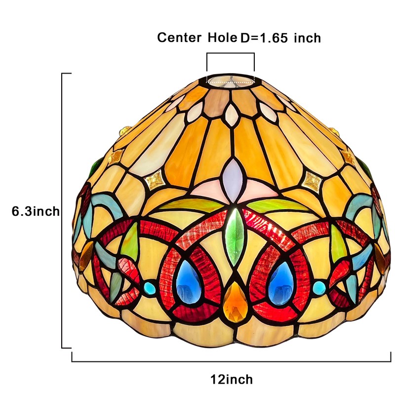 Capulina Tiffany Lamp Shade Cream Brown Stained Glass 12 Inches