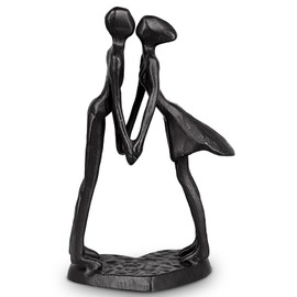 QCXWCJWD Couple Art Metal Ornament Figurine, Affectionate Kissing Couple Statue Romantic Heart Iron Sculpture, Modern Accents Abstract Figurine Decorative Gifts for Anniversaries Proposal Valentine