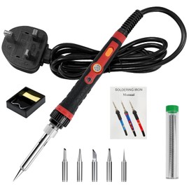 Electric Soldering Iron,60W Soldering Iron Kit with ON/Off Switch, Adjustable Temperature Soldering Irons with Solder Wire,Soldering Iron Stand and 5PCS Soldering Iron Tips for Soldering Job
