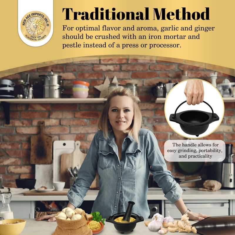 Cast Iron Cauldron Mortar and Pestle Set (MP3-Cauldron Mortar &