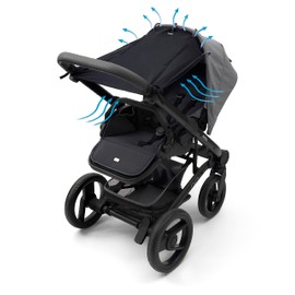 Dooky Sunshade for Baby Car Seat/ Pram/ Stroller/ Pushchair, Universal Fit, Protects from Sun, Wind and Light Rain, UPF 50+ UV Protection, Easy to Install and Wash, Plain Black