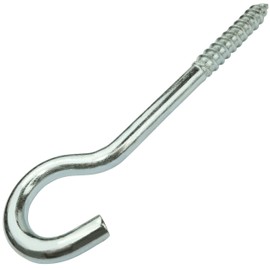 AERZETIX - C57995 - Set of 10 Hooks Angled Eye Screws for Screwing Diameter 8 x 80 mm in Shape C - Open Hook with Self-Tapping Screw - Made of Galvanised Steel - Colour Silver