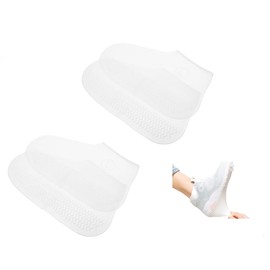 2 pares de fundas de silicona impermeables para zapatos, reutilizables, mejoradas, resistentes a la lluvia, antideslizantes, lavables para mujeres, hombres (blanco-L) (grande)