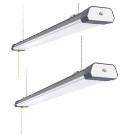 NUOGUAN 2 Pack 120W Linkable LED Shop Light 15600LM, ETL Listed, Hanging or Surface Mount, 5000K Daylight Super Bright LED Utility Shop Light with ON/Off Pull Chain, 120V Plug