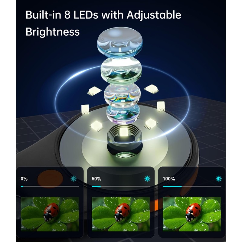 500 x Portable Microscope, Digital Microscope for Children, 2.0 Inch