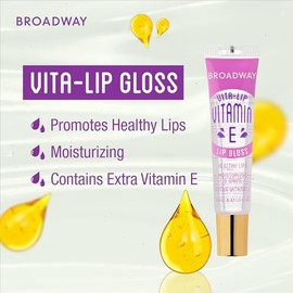 Ruby Kisses Broadway Vita-Lip Brillo de labios transparente (Paquete de 48 con vitamina E), fórmula ultrahidratante y calmante con aceites multivitamí