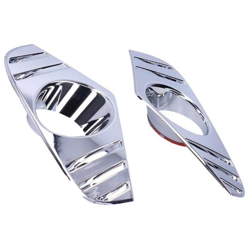 Pair Chrome Front Fog Light Cover Lamp Trims Paste Mounting