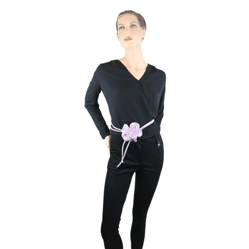collezione alessandro Binding Belt Flower Leather Strap with Genuine Leather