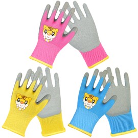 BDSHUNBF 3 Pairs Kids Gardening Gloves for Age 2-5, Work Gloves Superior Grip Durable Comfortable Breathable Multipurpose, Kids Gardening Work Gloves, Childrens Garden Gloves, Non-Slip Work Gloves