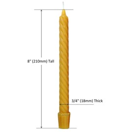 BCandle 100% Pure Beeswax Spiral Twist Taper Candles (Set of 12) Organic - 8 Inches Tall, 3/4 Inch Diameter, Hand Made