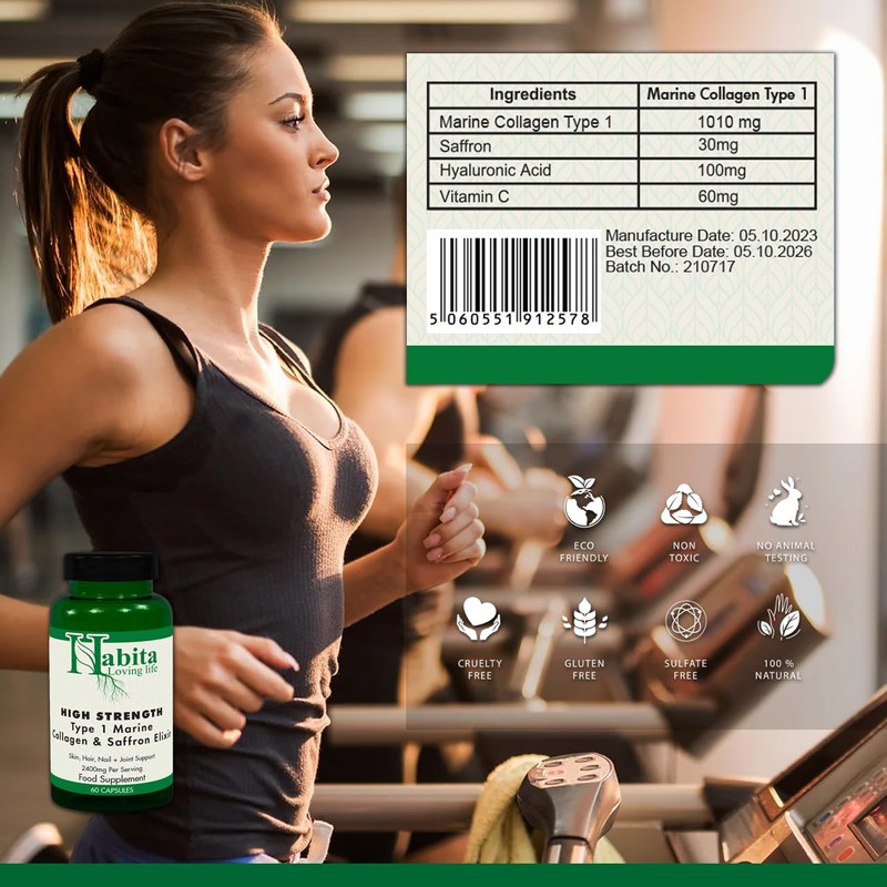 High Strength Type 1 Marine Collagen & Saffron Elixir Habita