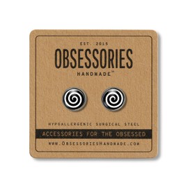 Handmade Black & White Spiral Stud Earrings