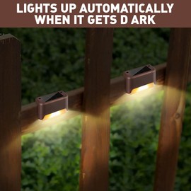 SKIKHN Solarleuchten für Außen, 16 Stück Wasserdichte Solar Lampe für Garten dekoration, Warmweiß Treppenlicht, Wasserdicht, für Garten dekoration, Terrasse, Treppen, Stufen, Zaun (Braun)