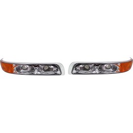 National RV Tropical 2003-2007 RV Motorhome Pair (Left & Right) Diamond Clear Chrome Front Lamps Turn Signal Lights