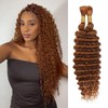 Human Braiding Hair 16 Inch 100g 30# Deep Wave Bulk Human Hair for Braiding No Weft Curly Bundles Hair Extensions for Boho Knotless Wet and Wavy Braids (#30)